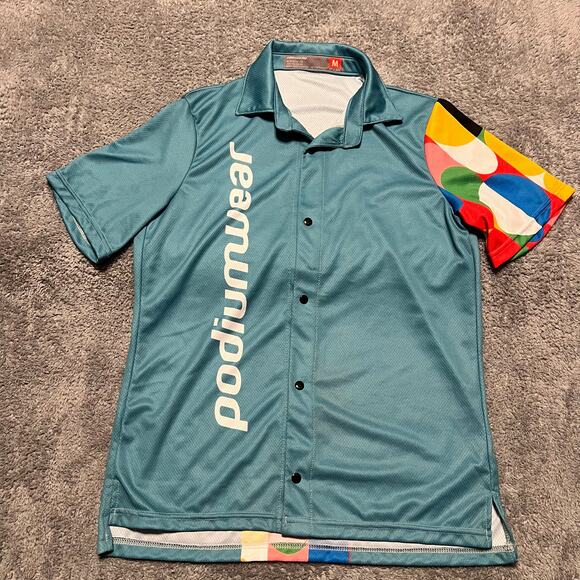 Podiumwear Shirt Adult Medium Snap Polo Performance Cycle Colorful - Picture 1 of 5